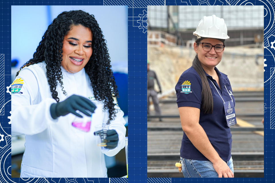 Kércia Sabino é engenheira de alimentos formada pela UFT e Aline Silva é graduanda em Engenharia Civil (Fotos: Arquivo Pessoal / Montagem: Sucom)